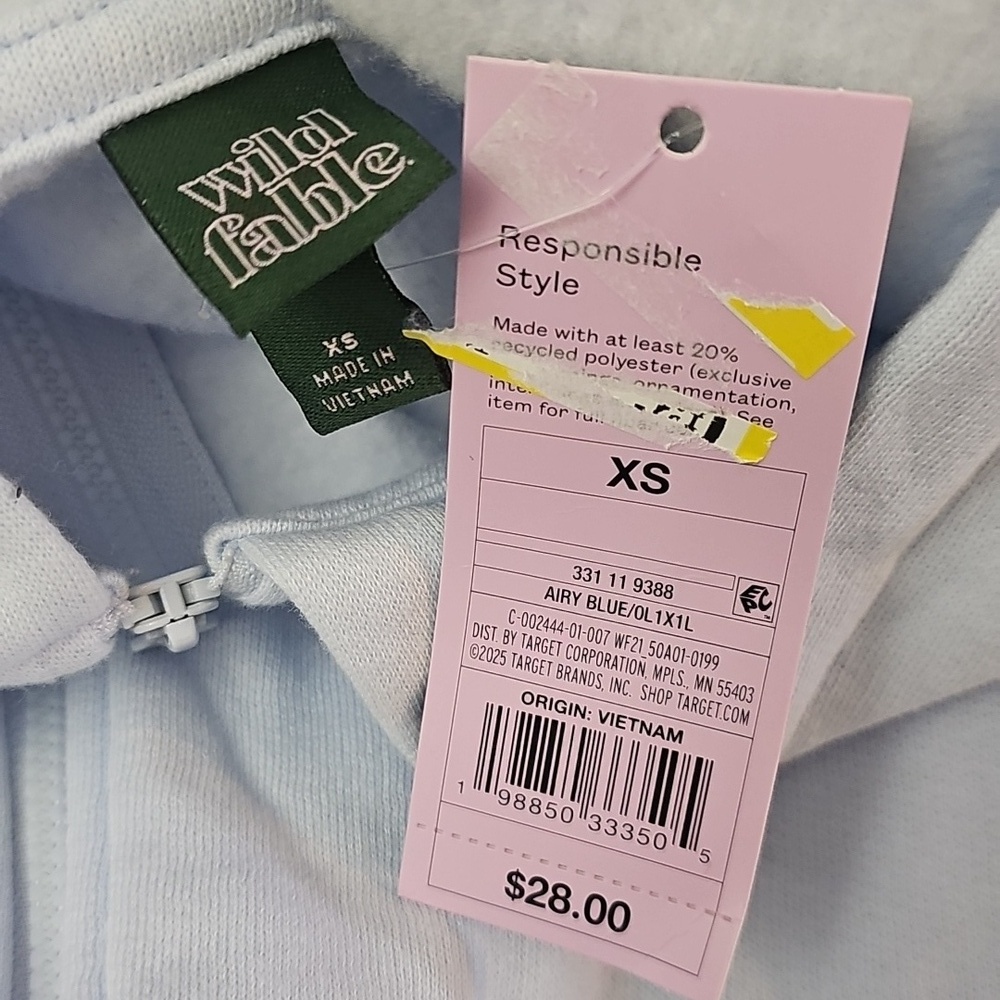 Wild Fable Women's Wedge Zip-Up Hooded Sweatshirt Light Blue - Picture 5 of 7